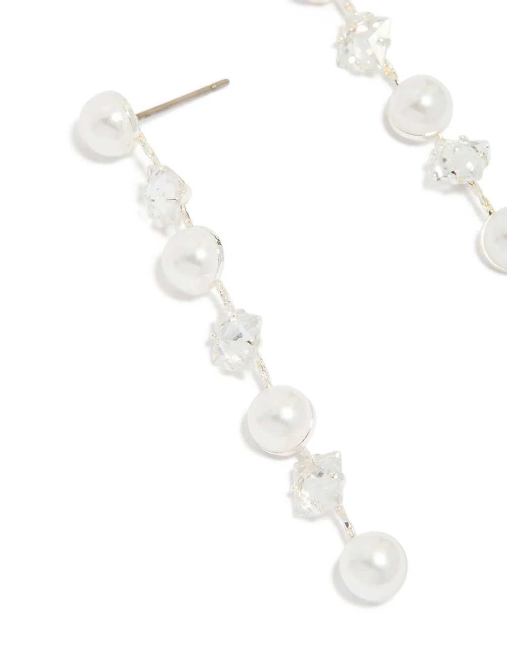 Silver Plated Cubic Zirconia & Pearl Drop Earrings - Image 4