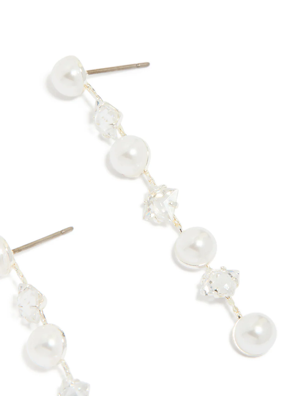Silver Plated Cubic Zirconia & Pearl Drop Earrings - Image 5