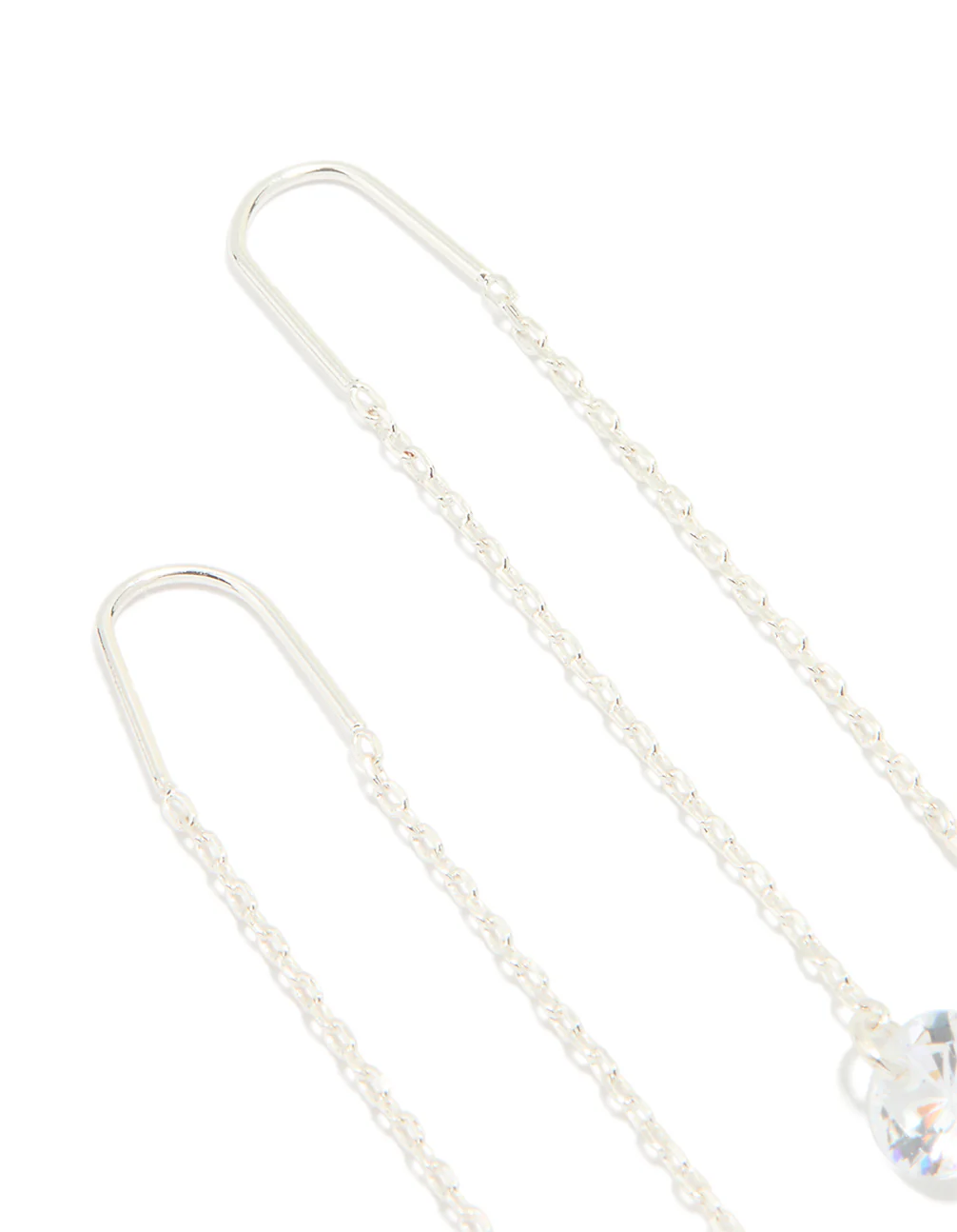 Silver Plated Cubic Zirconia Thread Through Earrings - Image 3