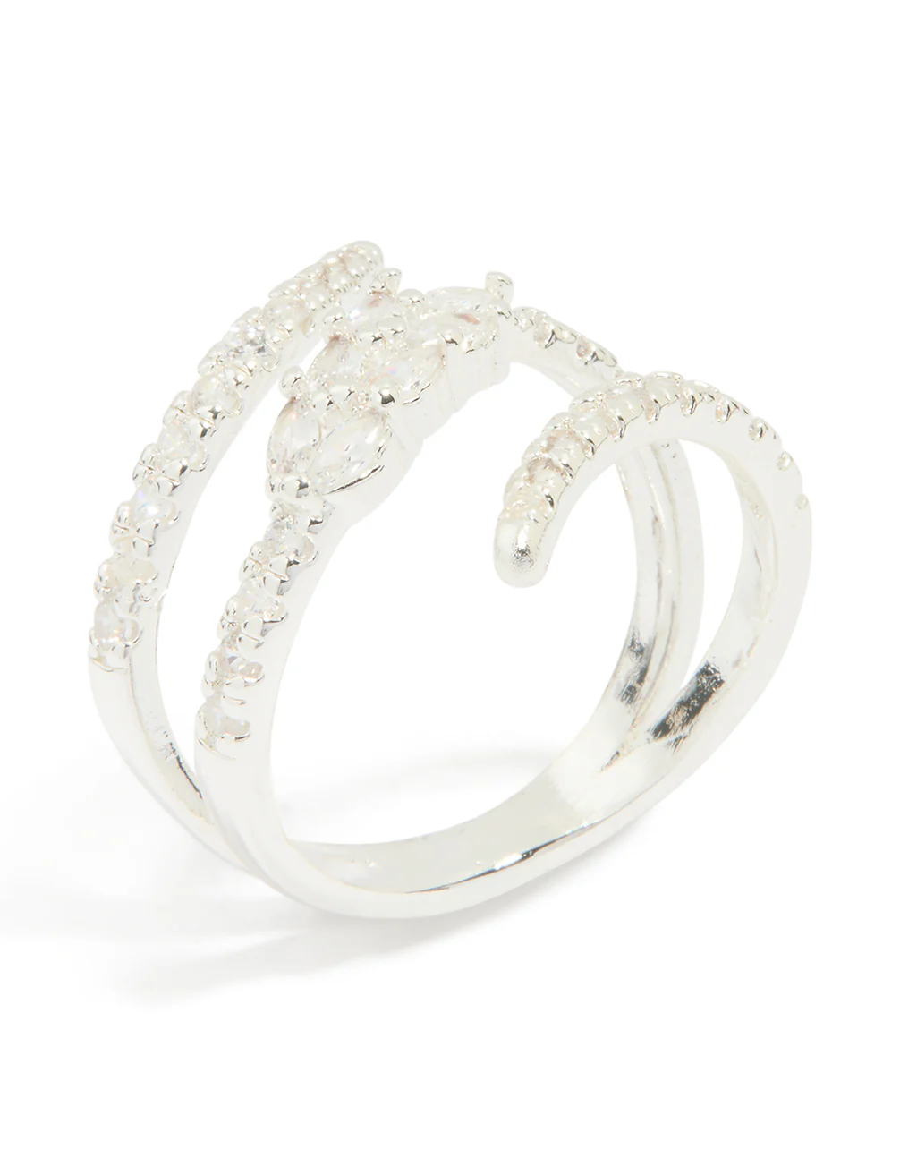 Silver Plated Cubic Zirconia Wrap Around Ring - Image 2