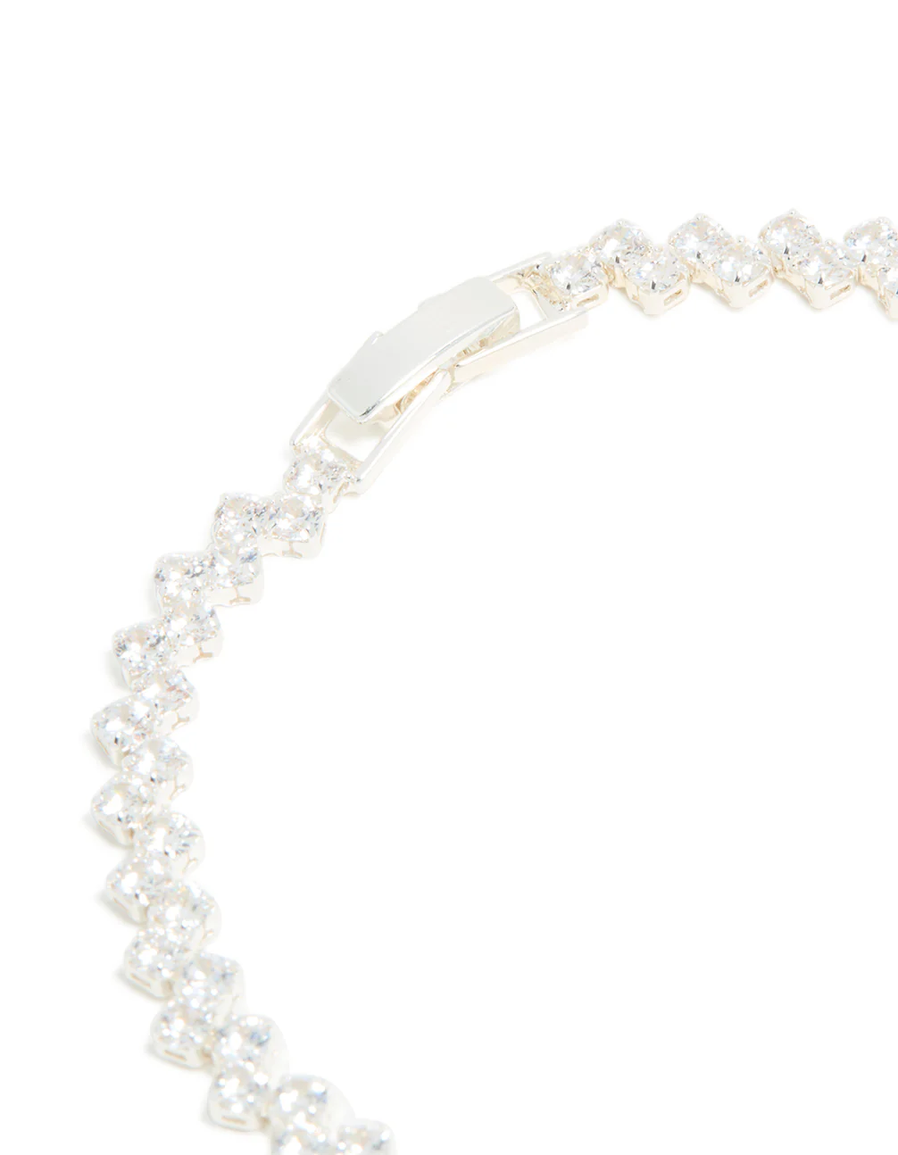 Silver Plated Cubic Zirconia Zig Zag Tennis Bracelet - Image 4