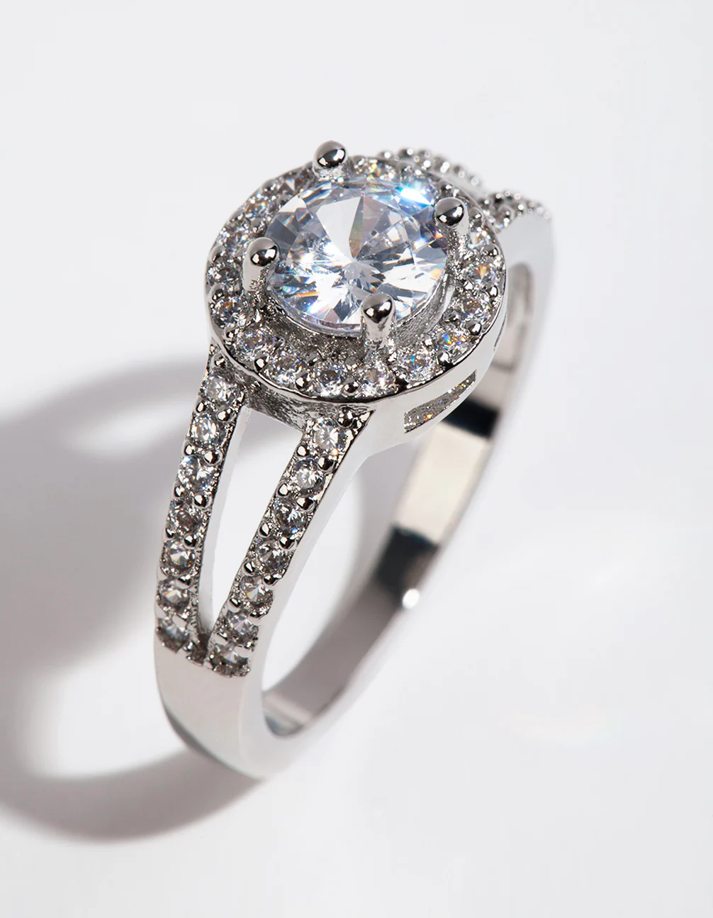 Silver Plated Cubic Zirconia Halo Ring - Image 2