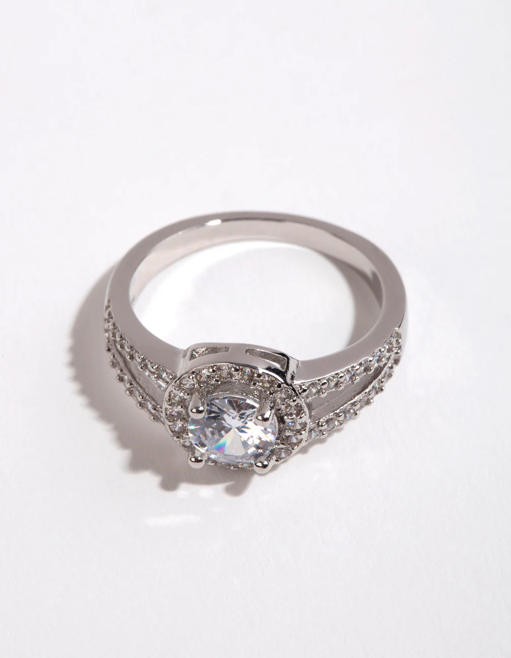 Silver Plated Cubic Zirconia Halo Ring - Image 6