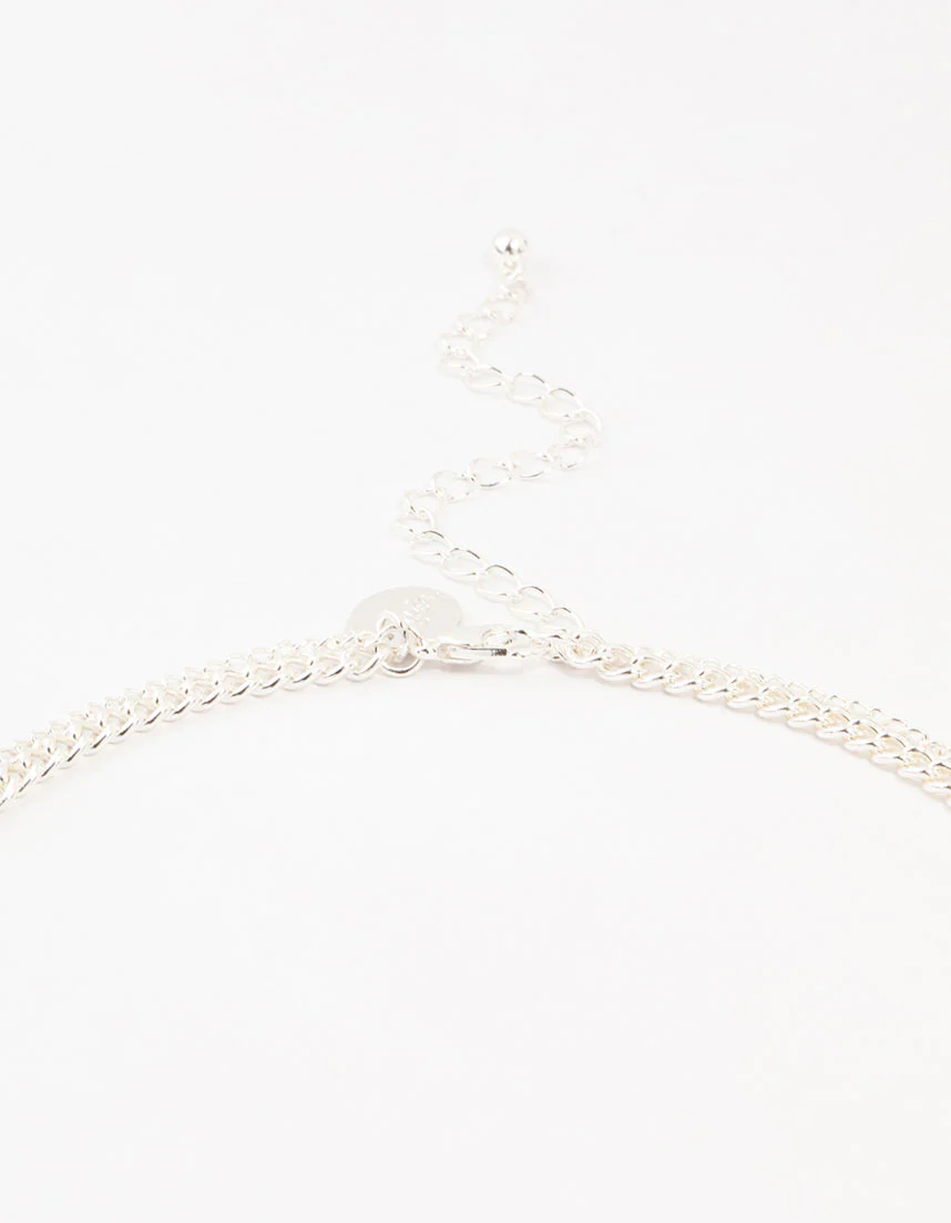 Silver Plated Diamante Cross Layered Curbchain Necklace - Image 3