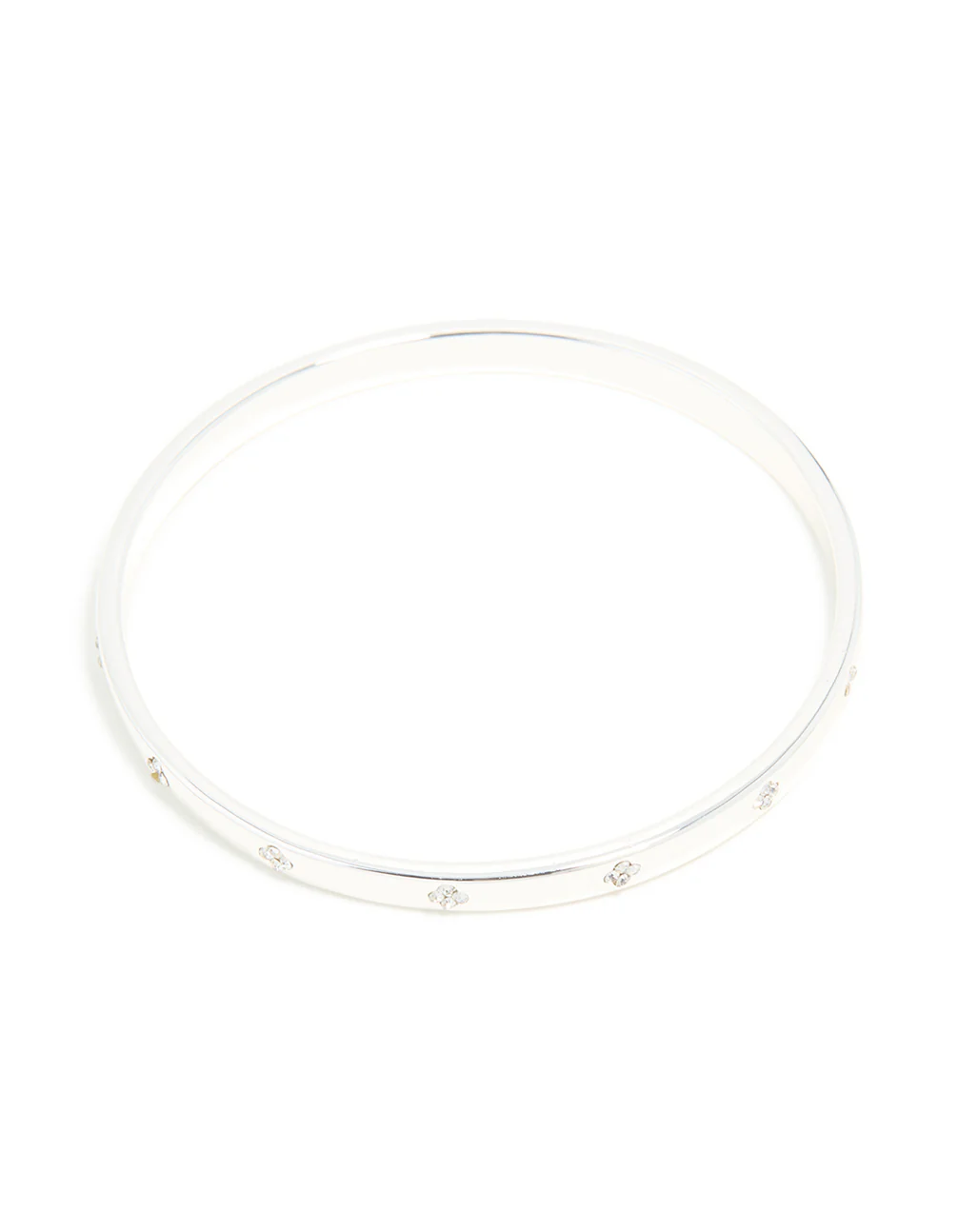 Silver Plated Diamante Flower Bangle
