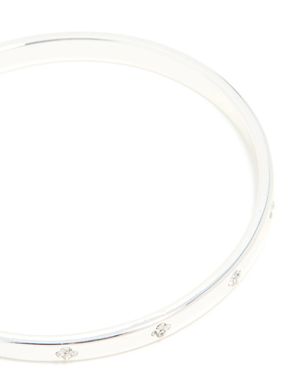 Silver Plated Diamante Flower Bangle - Image 2