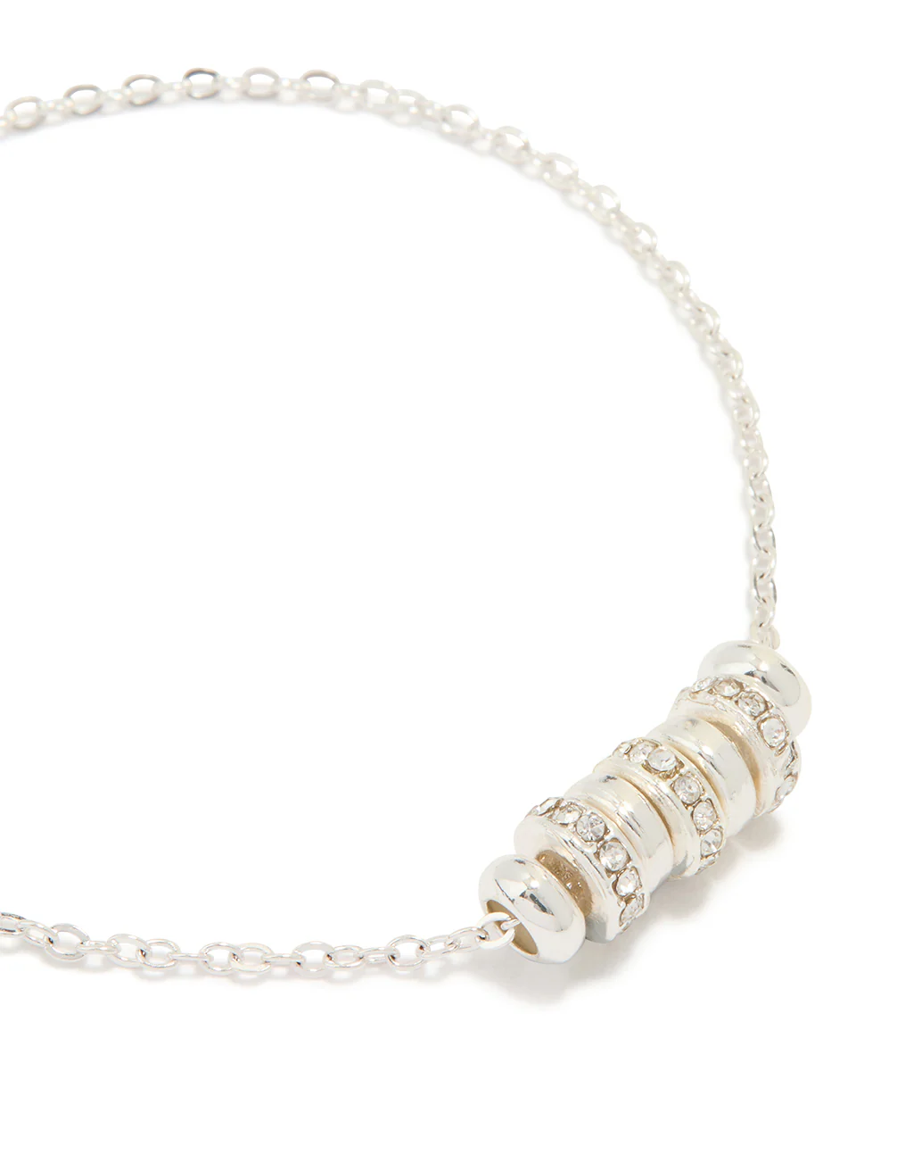 Silver Plated Diamante Rondell Toggle Bracelet - Image 2