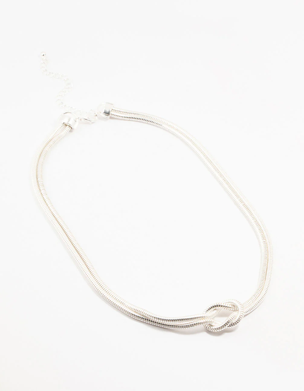 Silver Plated Double Chain Knotted Necklace - Image 2