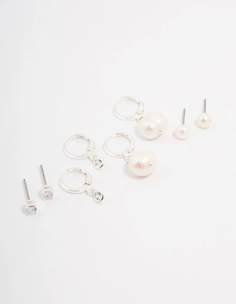 Silver Plated Brass  Freshwater Pearl Earring 4-Pack