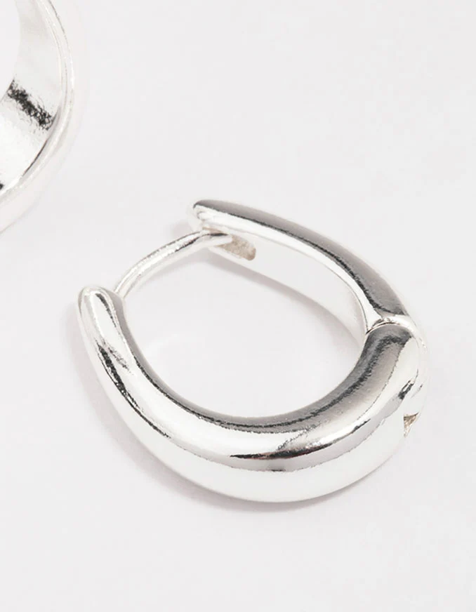 Silver Plated Gradual Small Huggie Hoop Earrings - Image 2