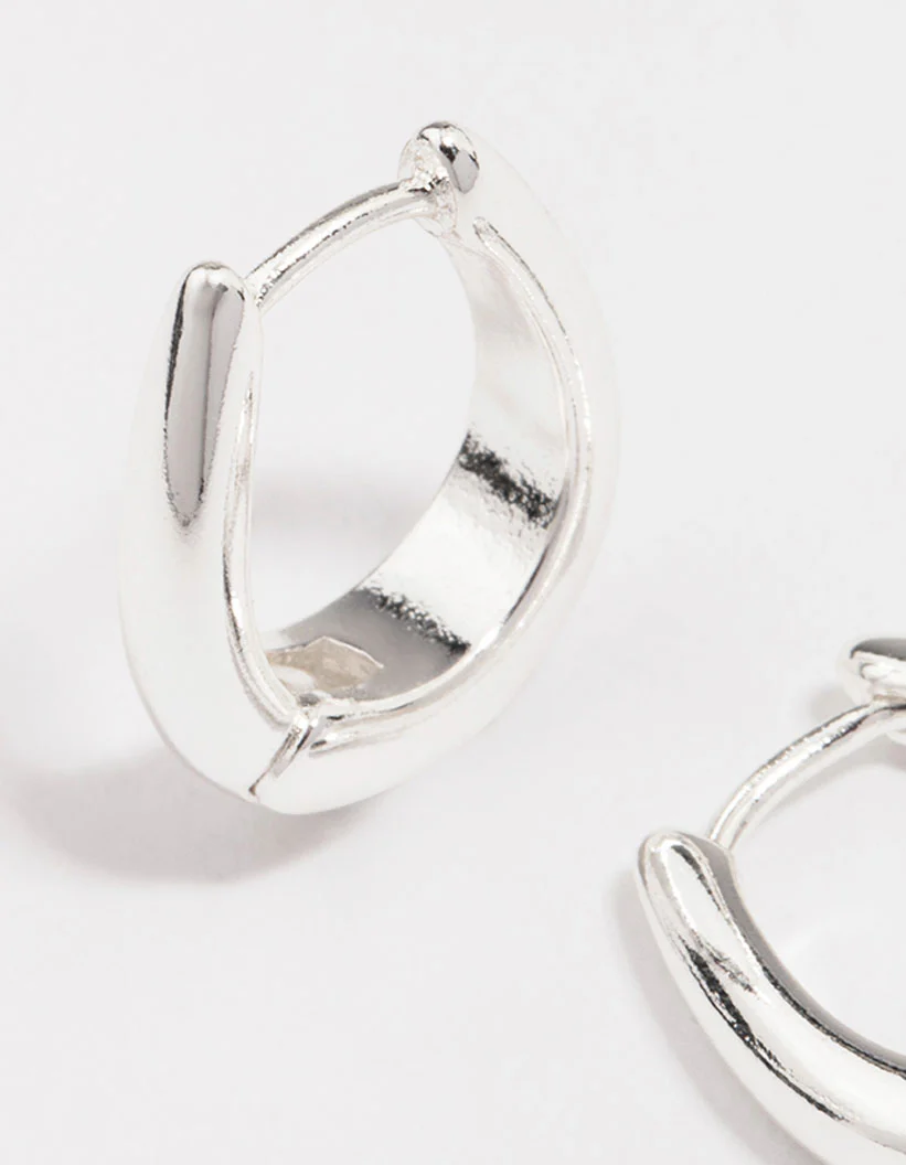 Silver Plated Gradual Small Huggie Hoop Earrings - Image 3