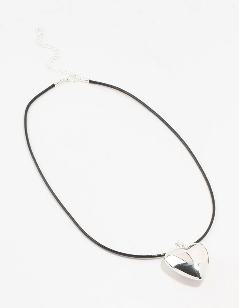 Silver Plated Heart Cord Necklace - Image 2