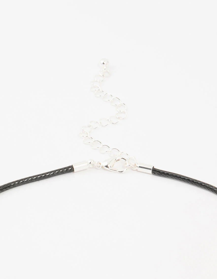 Silver Plated Heart Cord Necklace - Image 3