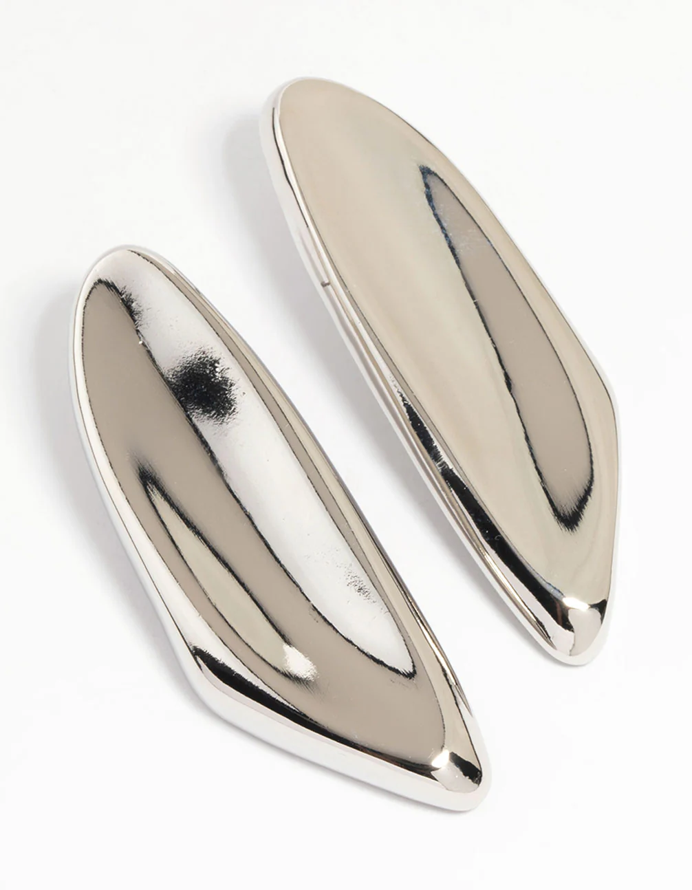 Silver Large Curved Drop Earrings