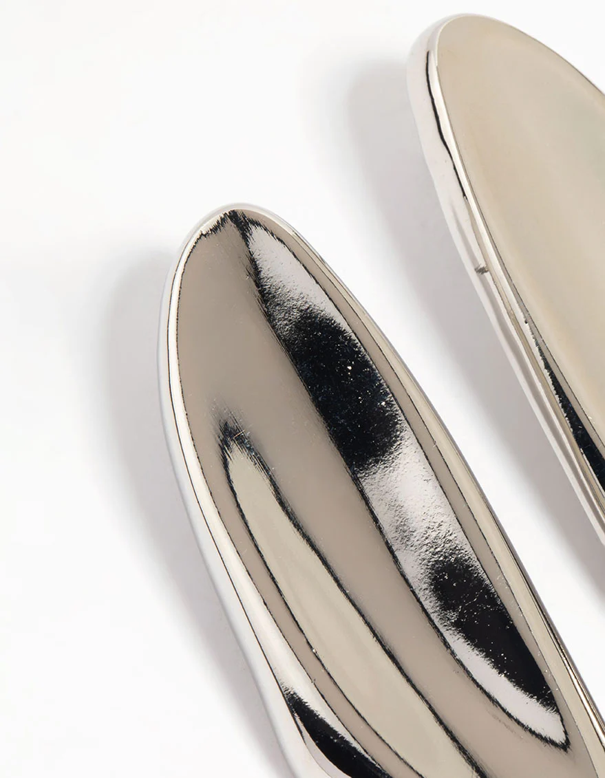Silver Large Curved Drop Earrings - Image 4
