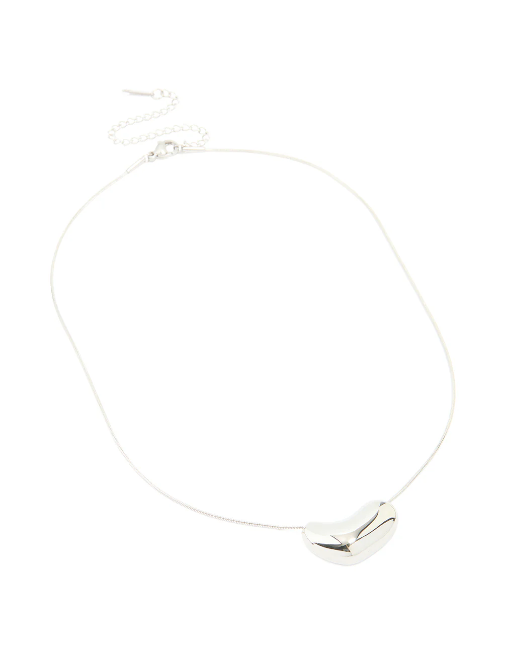 Silver Plated Large Pebble Pendant Necklace - Image 4