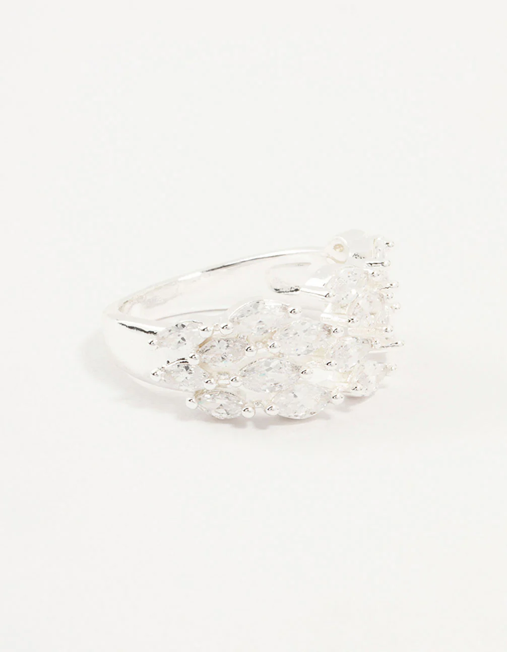 Silver Plated Cubic Zirconia Open Wrapped Ring