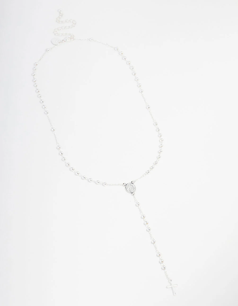 Silver Plated Mary Cross Ball Necklace - Image 2