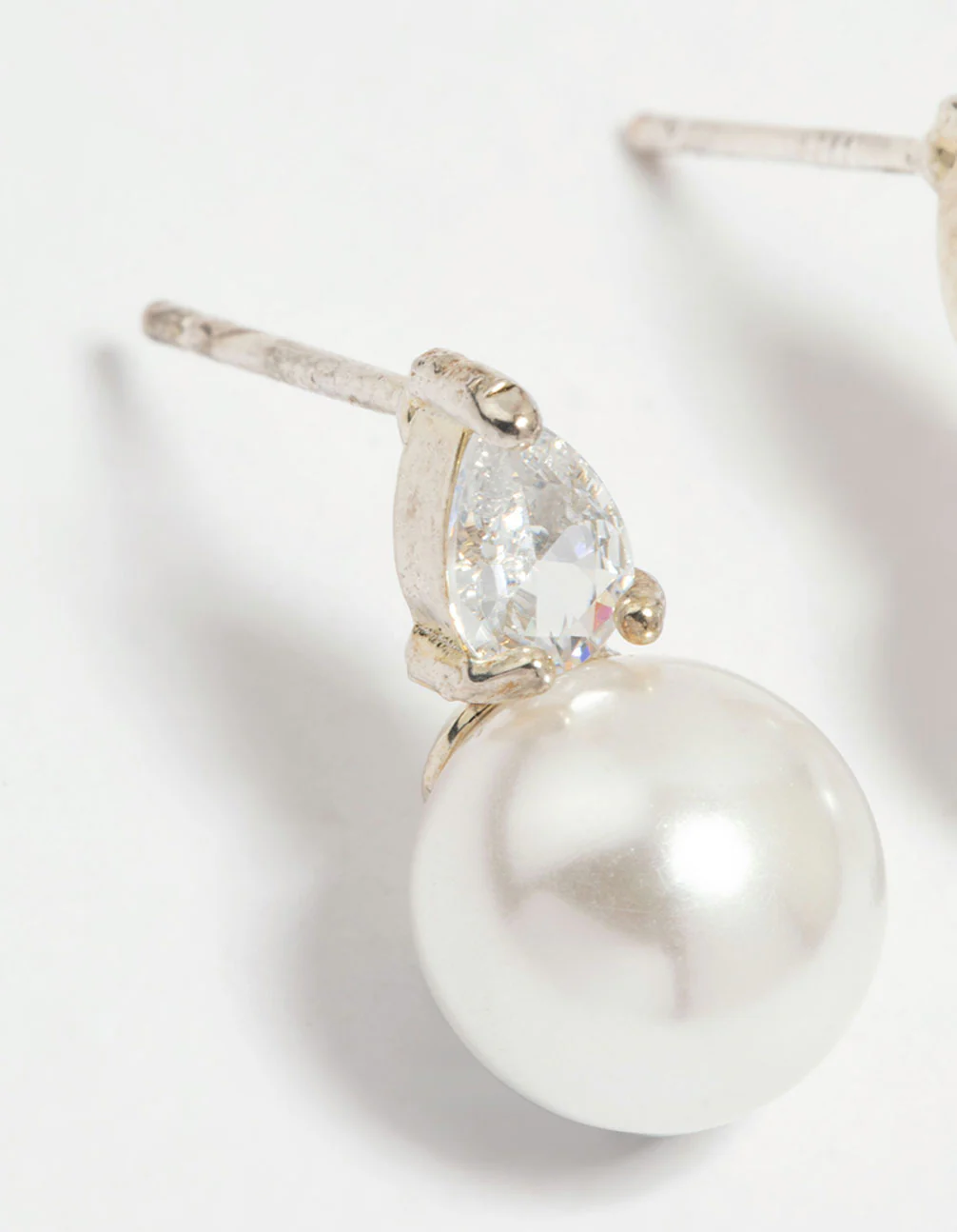 Silver Plated Mini Cubic Zirconia Pearl Drop Earrings - Image 4