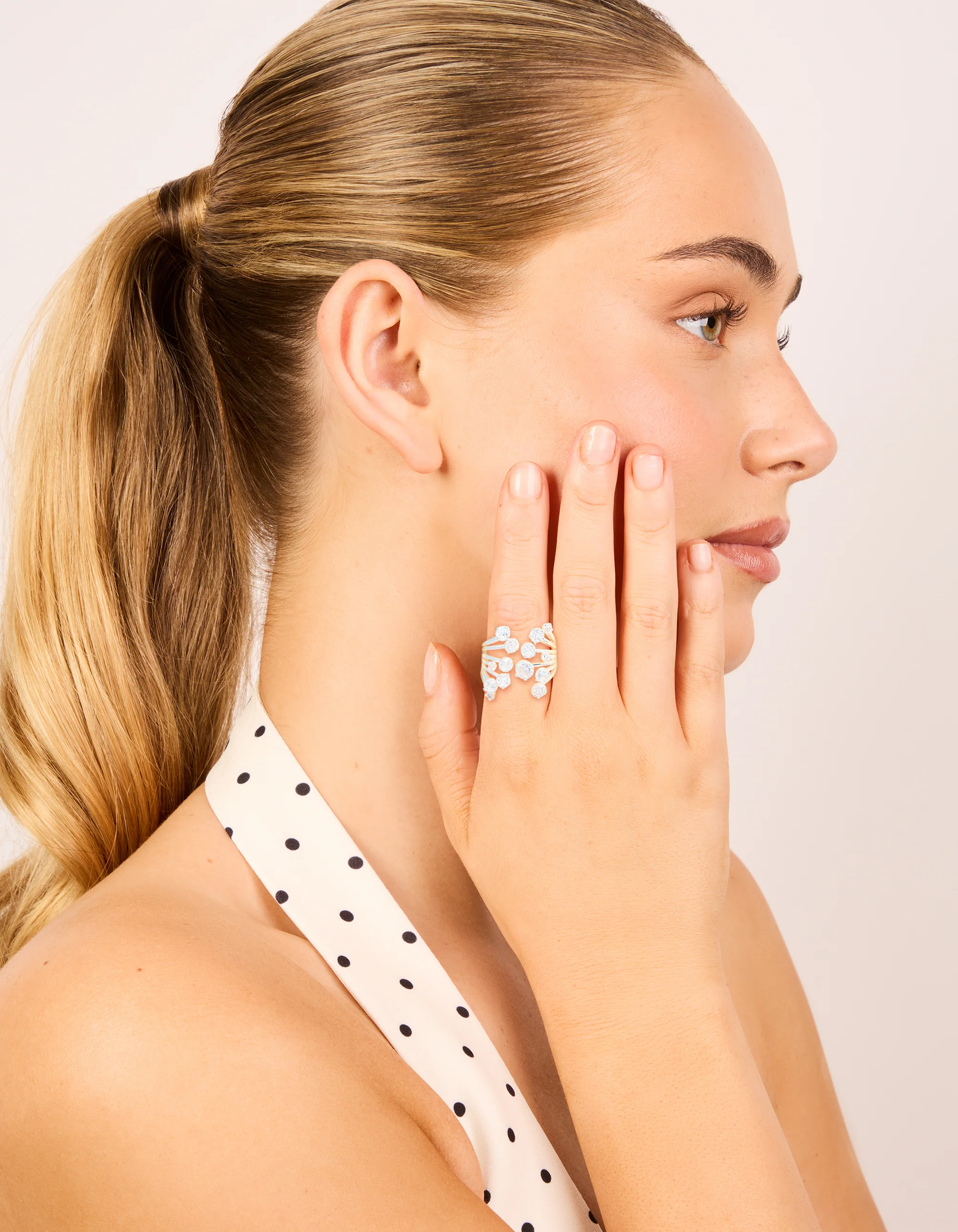 Silver Plated Multi Cubic Zirconia Open Layered Ring - Image 3