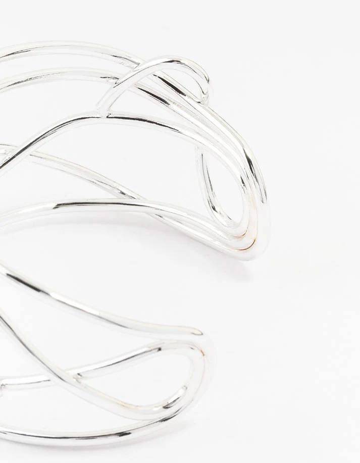 Silver Plated Organic Wire Cuff Bracelet - Image 3