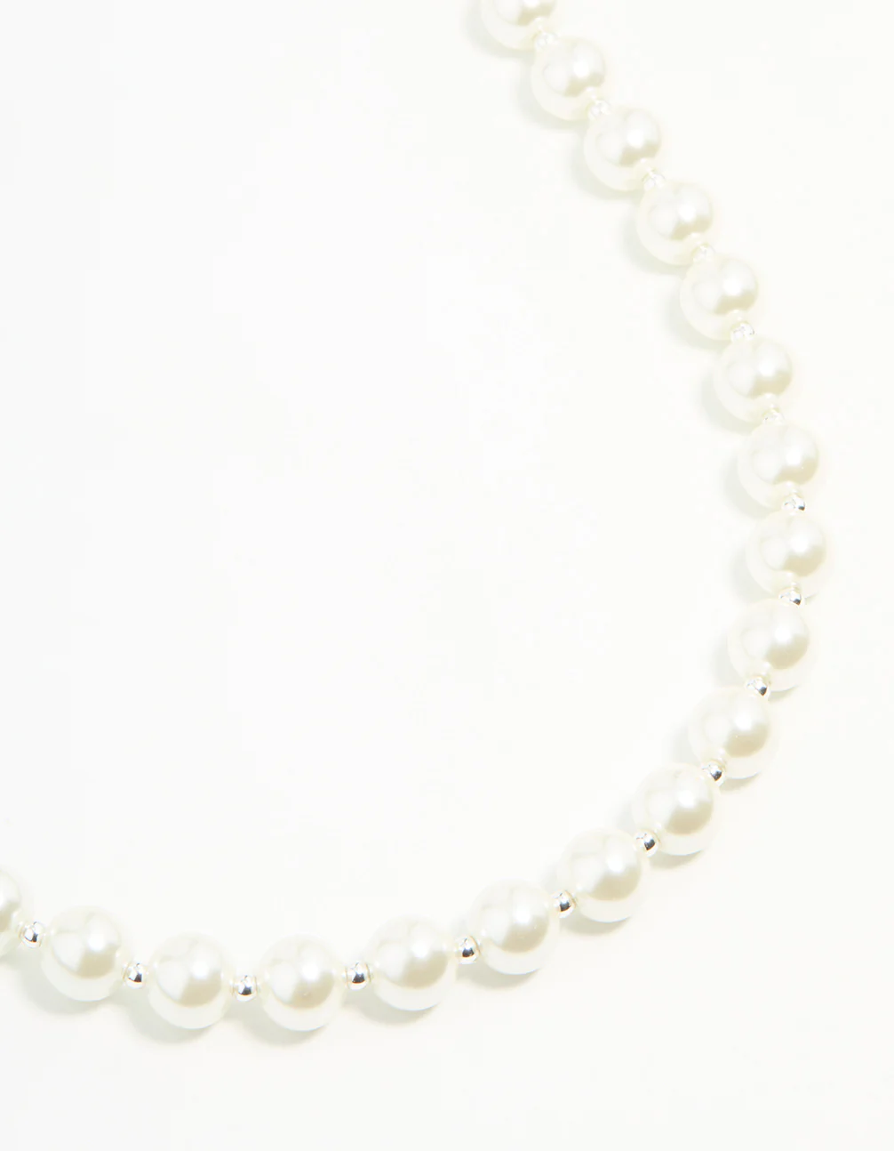Silver Plated Pearl & Ball Necklace