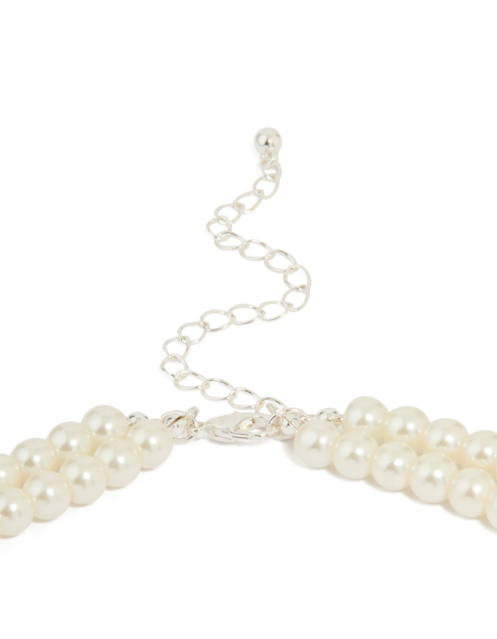 Silver Plated Pearl Strand Bow Layered Necklace - Image 3