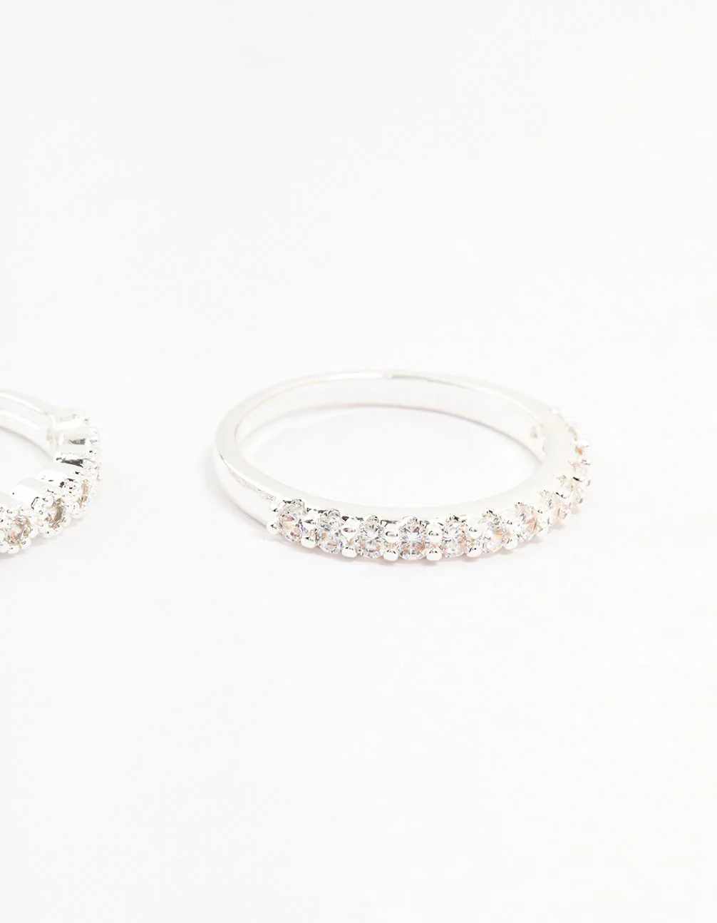 Silver Plated Fine Round Cubic Zirconia Stacking Rings 3-Pack - Image 3