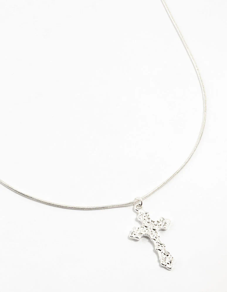 Silver Plated Round Snake Chain Ornate Necklace
