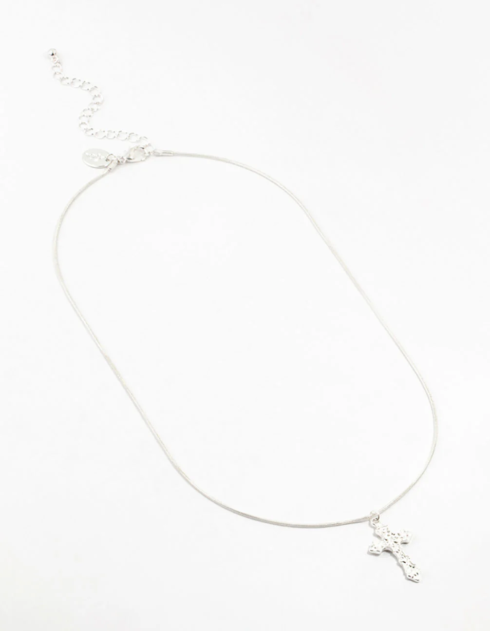 Silver Plated Round Snake Chain Ornate Necklace - Image 2