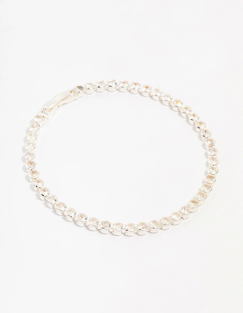 Silver Plated Brass Single Classic Tennis Bracelet