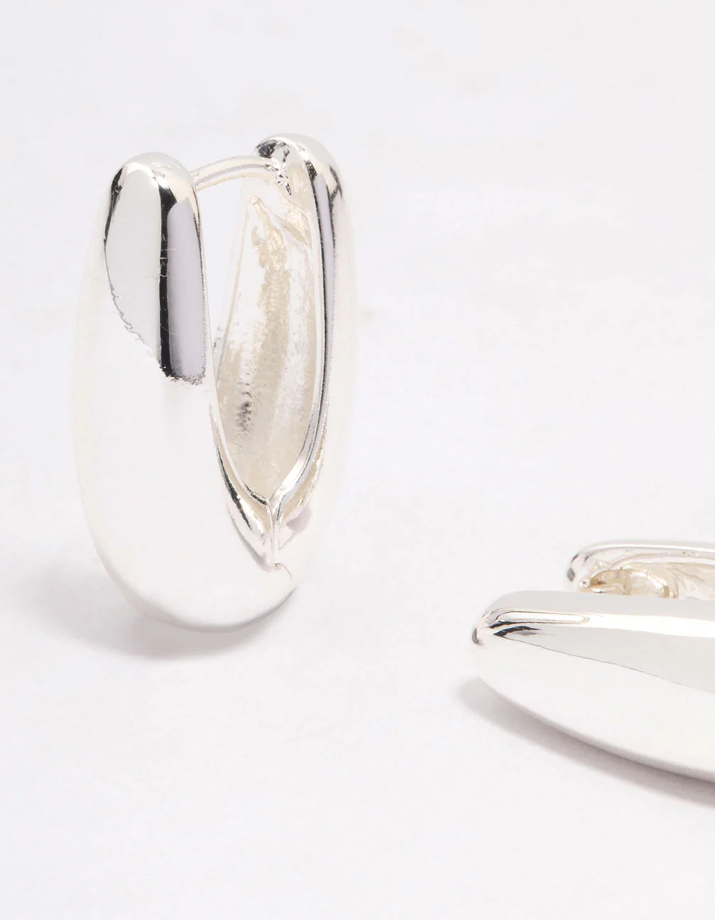 Silver Plated Slim Teardrop Hoop Earrings - Image 2