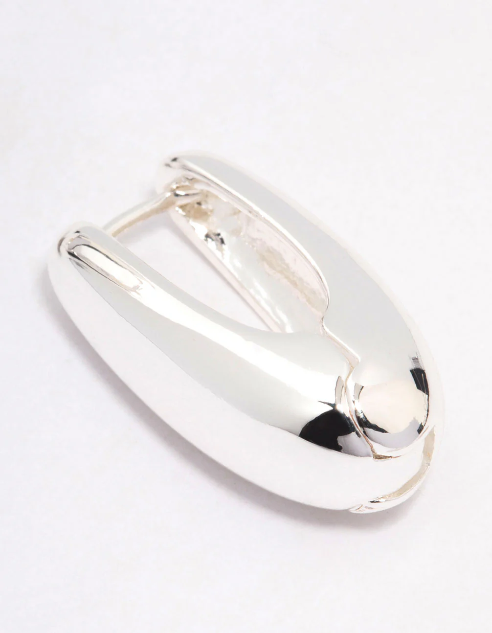 Silver Plated Slim Teardrop Hoop Earrings - Image 3