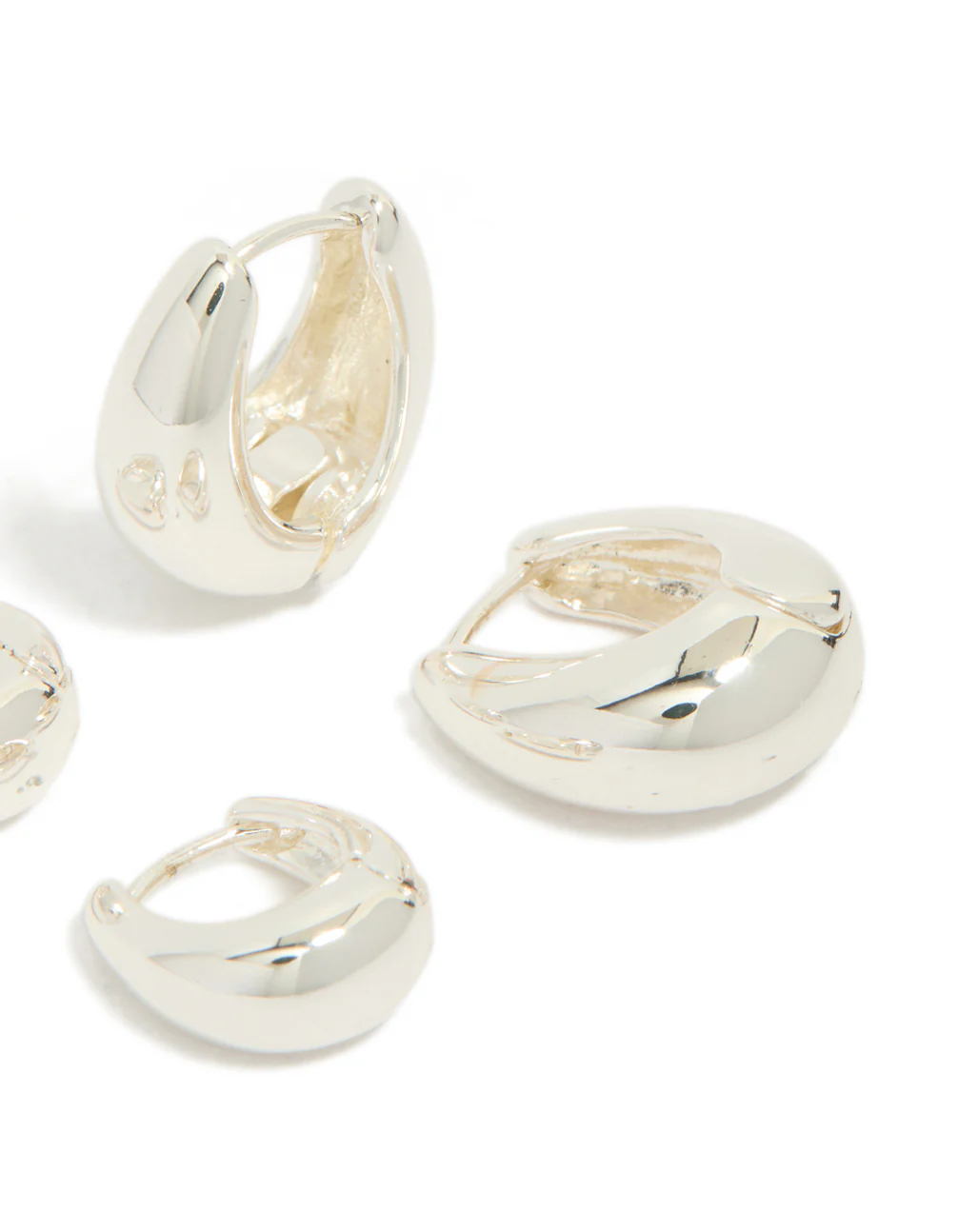 Silver Plated Small & Medium Oval Huggie Earrings - Image 5