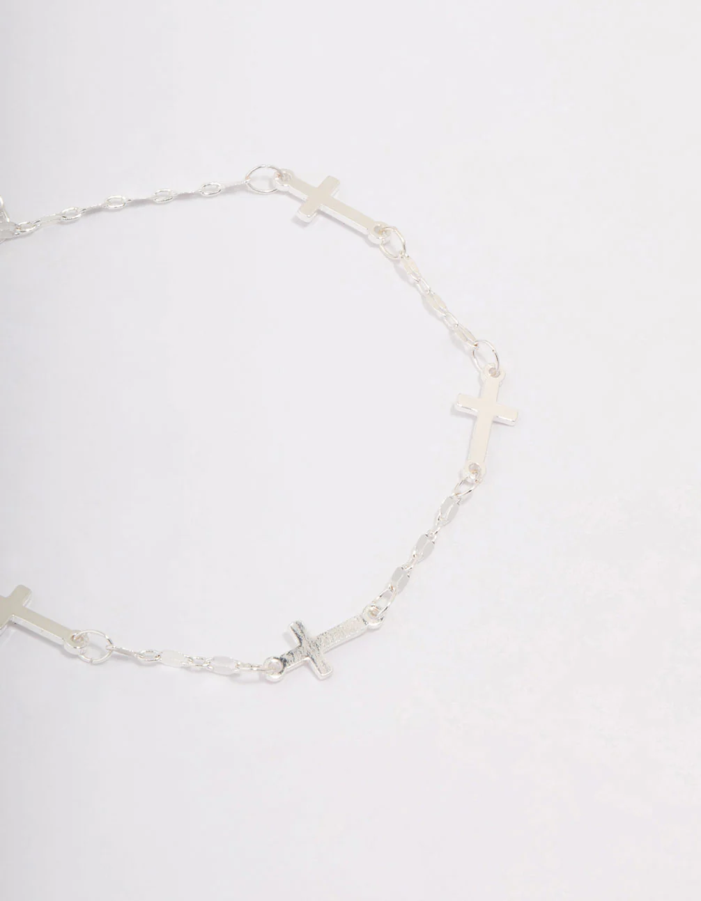 Silver Plated Station Cross Chain Bracelet - Image 2