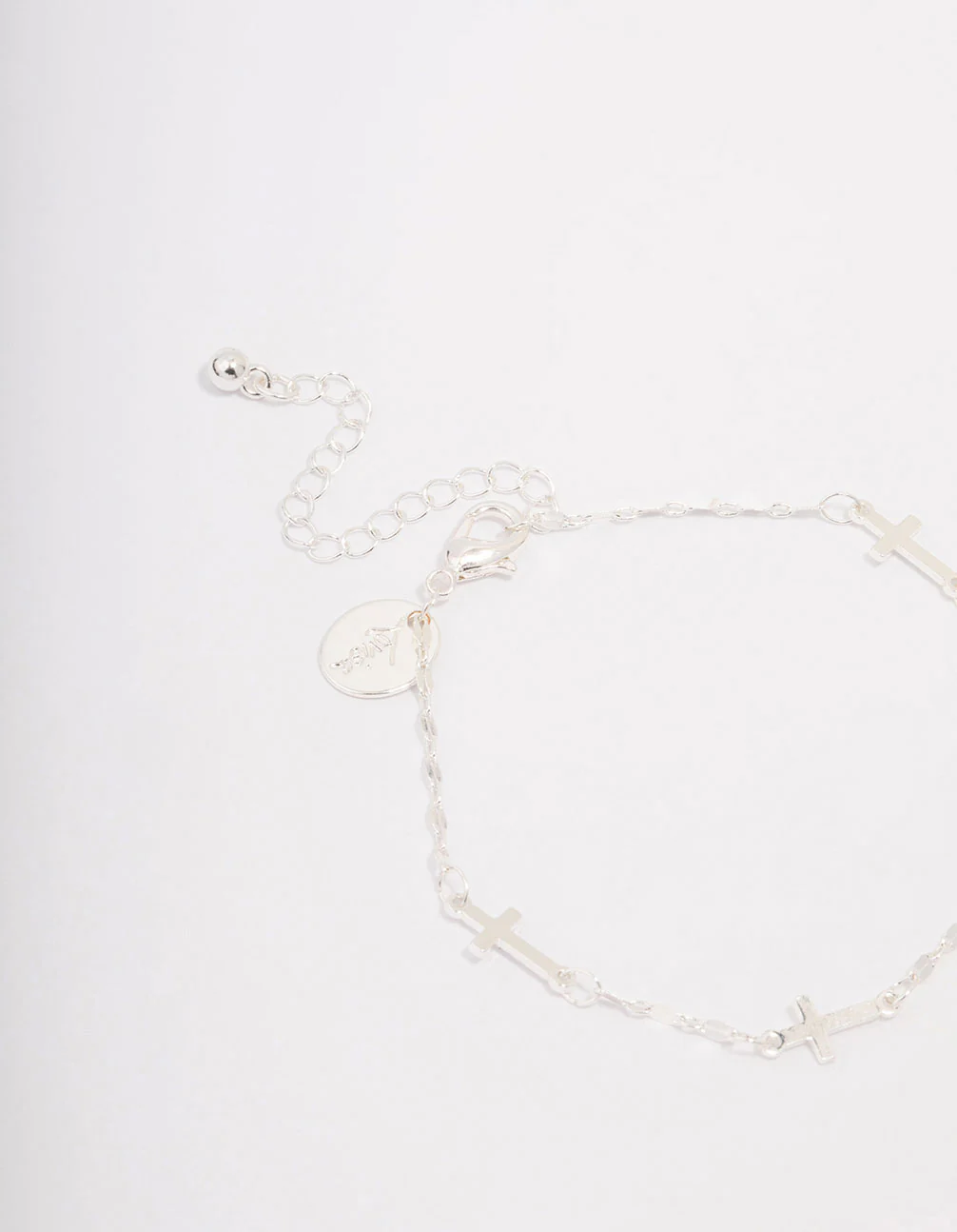 Silver Plated Station Cross Chain Bracelet - Image 3