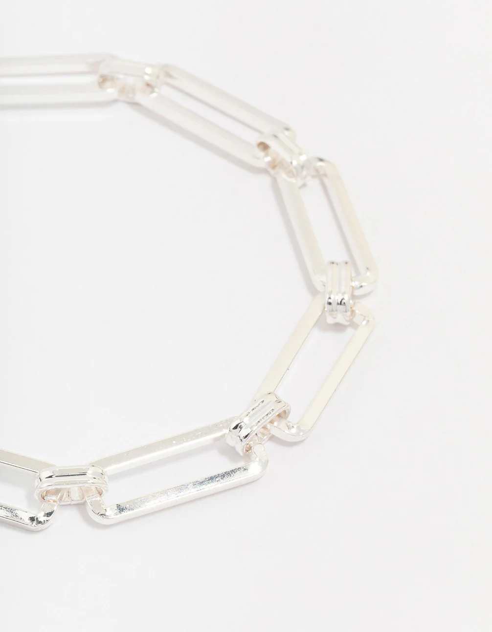 Silver Plated Brass  Stretch Rectangular Link Bracelet - Image 2