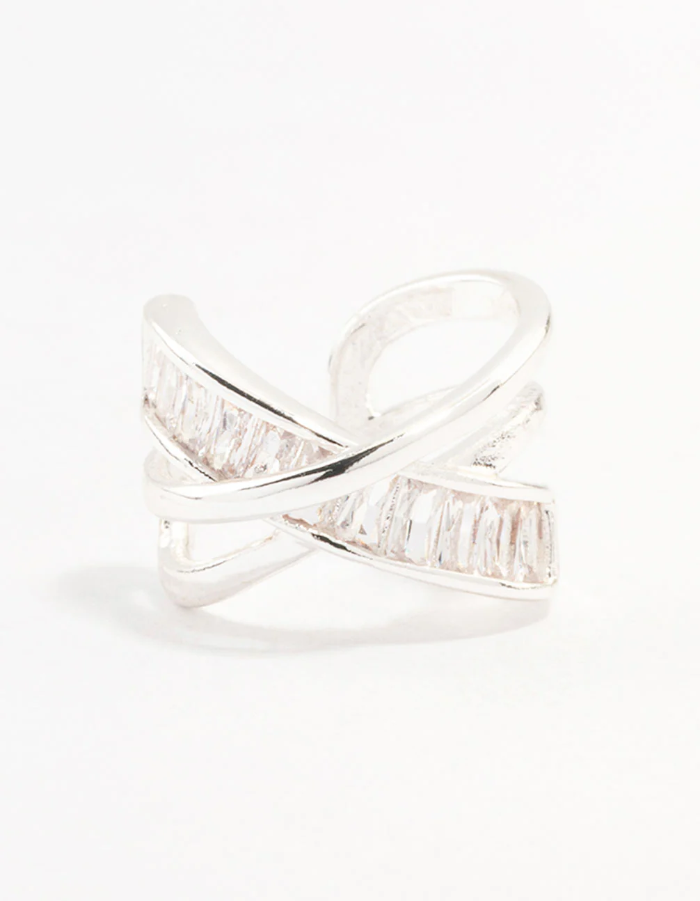 Silver Baguette Criss Cross Ear Cuff - Image 2