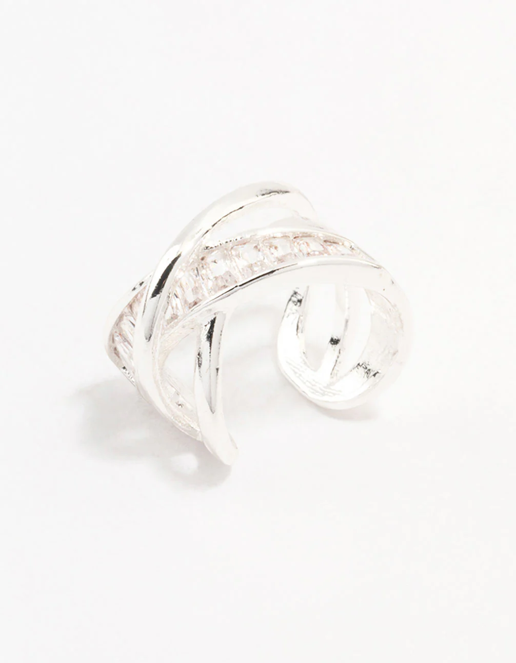 Silver Baguette Criss Cross Ear Cuff - Image 3