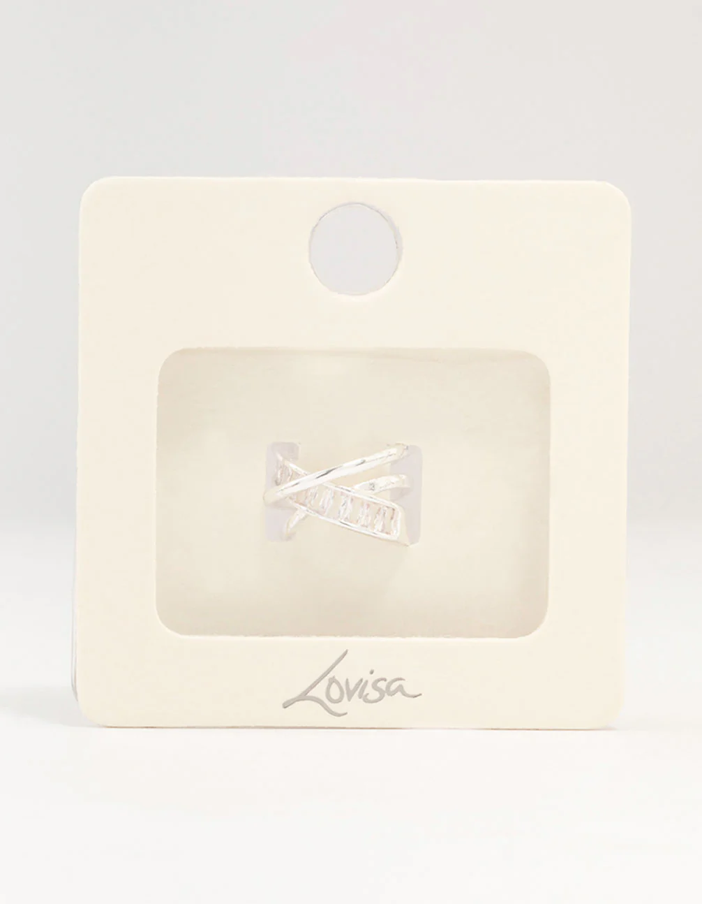 Silver Baguette Criss Cross Ear Cuff - Image 4