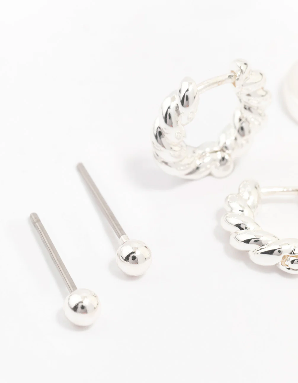Silver Plated Brass Twisted Earring 3-Pack - Image 2
