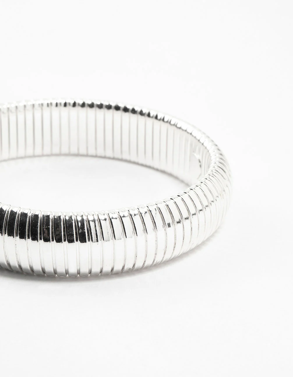 Silver Plated Wide Ribbed Bracelet - Image 2