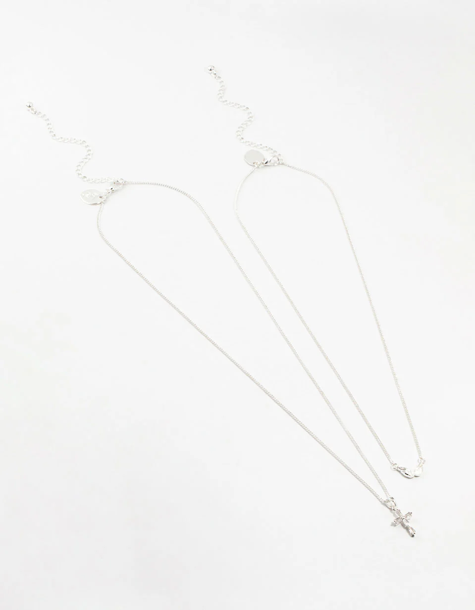 Silver Plated Wing & Diamante Cross Necklace - Image 2
