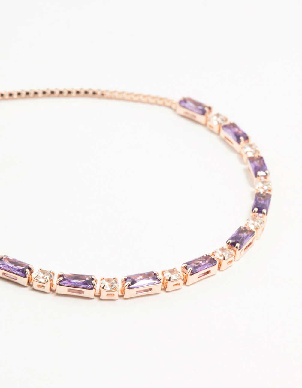 Rose Gold Purple Cubic Zirconia Toggle Bracelet - Image 2