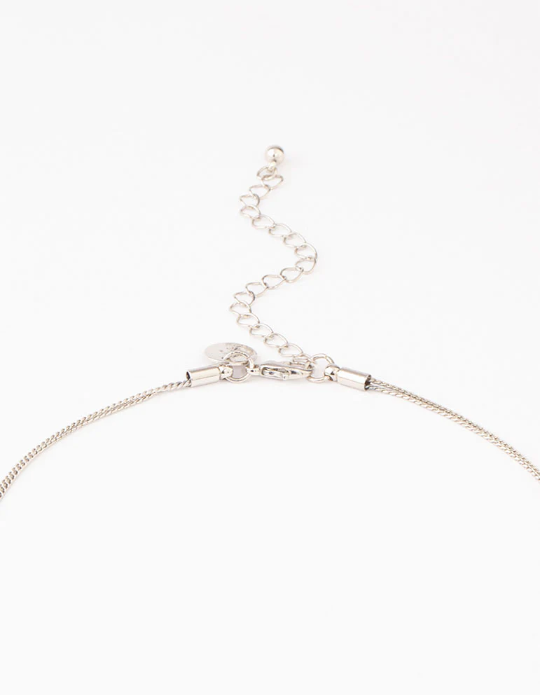 Silver Round Circle Layered Necklaced - Image 3