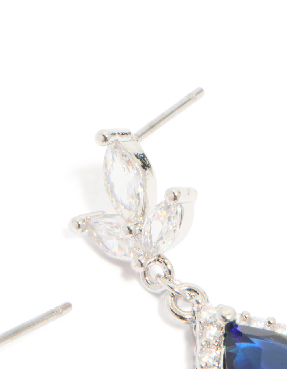 Silver Sapphire Blue Cubic Zirconia Pear Shaped Drop Earrings - Image 5