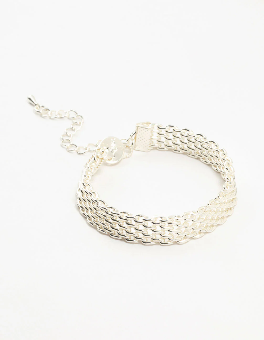 Silver Plated Brass Skinny Mesh Link Bracelet