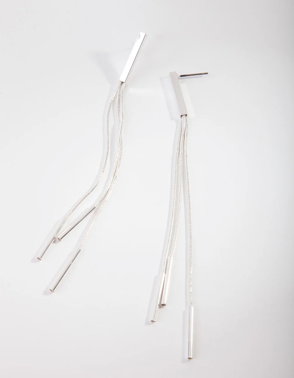 Silver Snake Chain Bar Drop Earrings