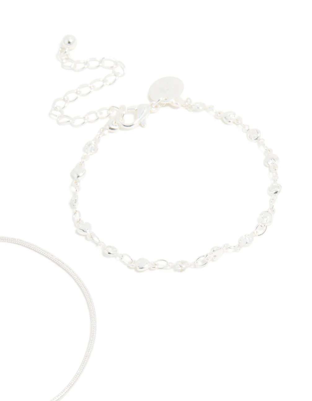 Silver Snake Chain & Heart Chain Bracelets 2-Pack - Image 5