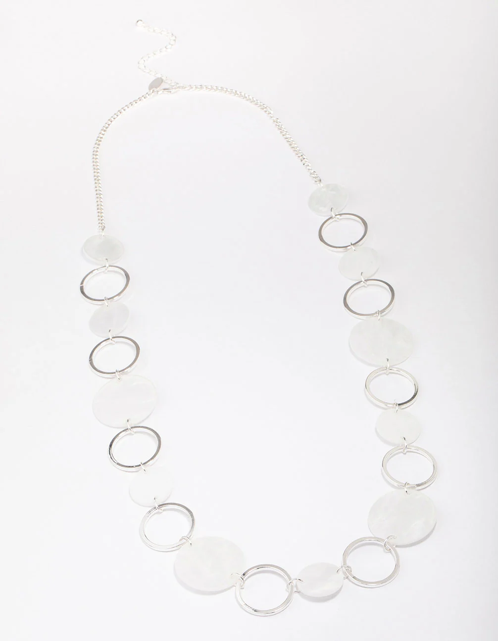 Silver Station & White Disc Necklace - Image 2